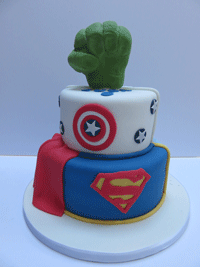 2 tier Superhero cake